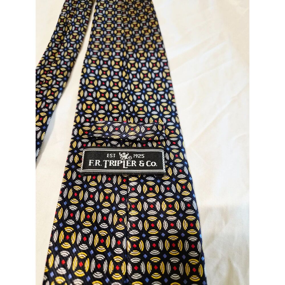 Vintage FR Tripler & Co 100% Silk Geometric Tie Retro Abstract Print Y2K Mens